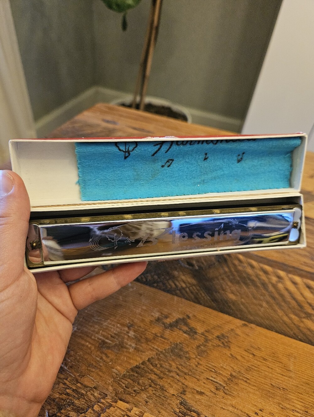 Vintage Blessing Harmonica w/ box + cleaning cloth (7 inches)